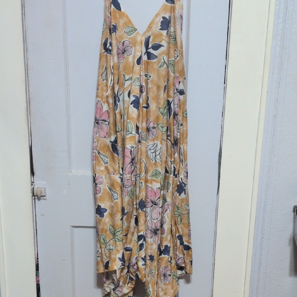 Cost Plus World Market Asymmetrical Floral Dress - Yellow and Pink